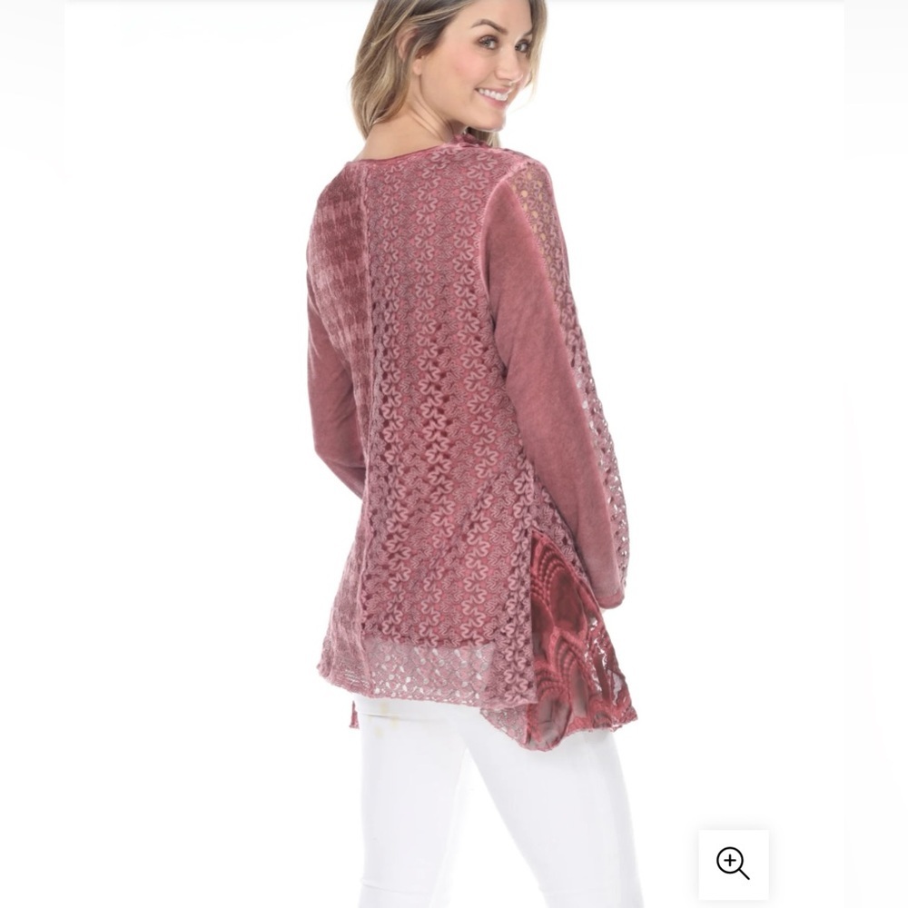 SIMPLY‎ COUTURE Women's Lace Blouse Long Sleeve Cowl Neck Chiffon Layers Shirt. - Picture 2 of 14